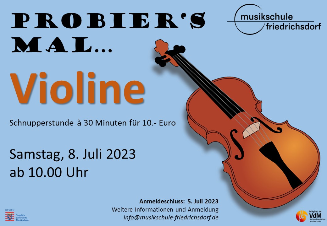Plakat Probiers Mal Violine 7.2023quer